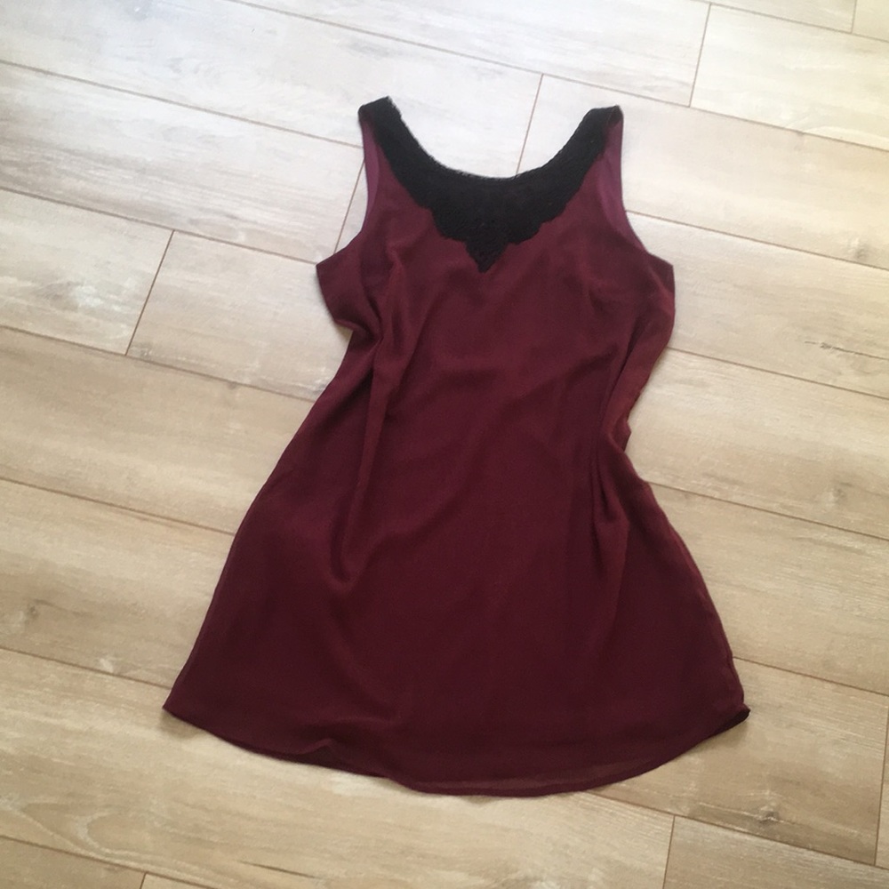 Lucky Brand Merlot Sheer Lined Dress XS